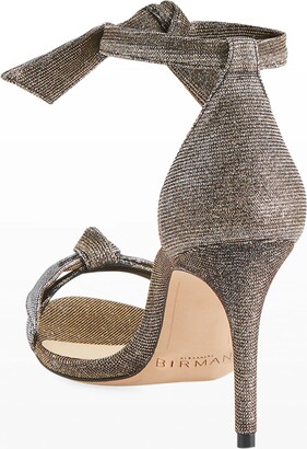 Alexandre Birman Clarita Mid-Heel Metallic Evening Fabric Sandals