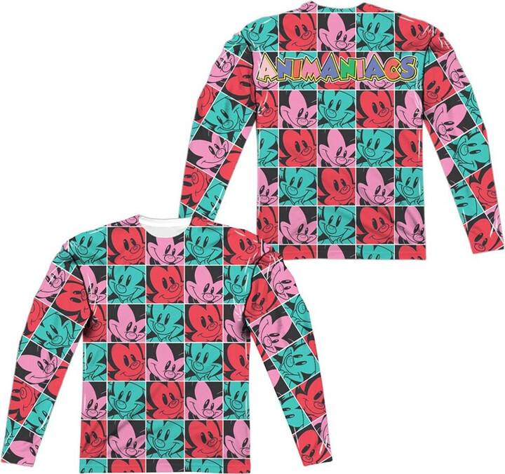 Gildan Animaniacs Squares (Front/Back Print) Long Sleeve Adult Poly Crew Tee / T-Shirt