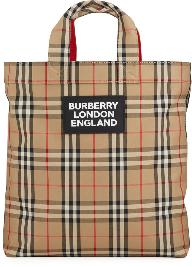 burberry check tote bag