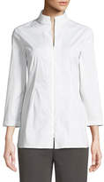 Thumbnail for your product : Misook Funnel-Neck Zip-Front Embroidered Blouse, Plus Size