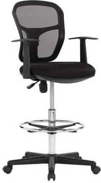 Studio Designs Riviera Height Adjustable Drafting Chair with Mesh Back in Black