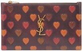 Thumbnail for your product : Saint Laurent plaque Heart-debossed Leather Pouch - Brown Multi