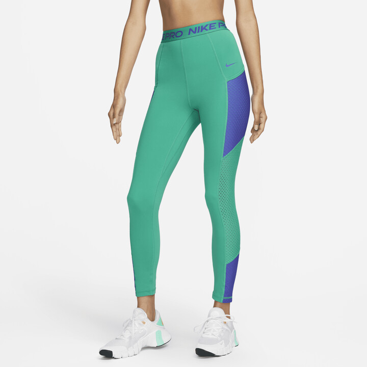 Nike Women's Pro High-Waisted 7/8 Leggings with Pockets in Green