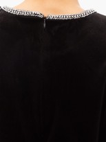 Thumbnail for your product : Self-Portrait Ruffled-shoulder Velvet Mini Dress - Black