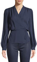 Thumbnail for your product : L'Agence Cara Long-Sleeve Silk Wrap Blouse
