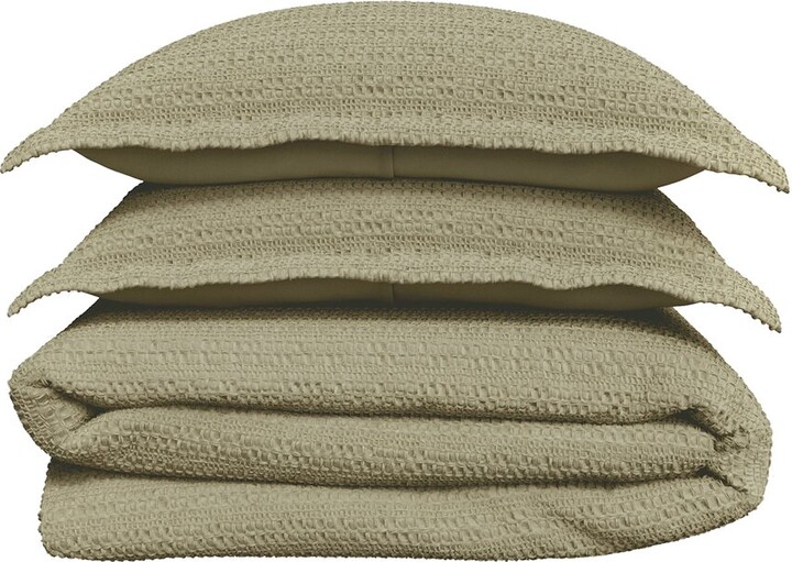 Linery & Co 100% Cotton Reversible Waffle Weave / Percale Duvet Cover Set