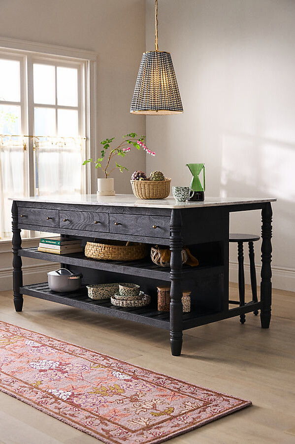 Spindle Marble-Top Kitchen Island