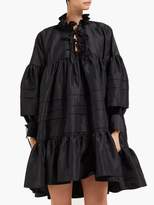 Thumbnail for your product : Cecilie Bahnsen - Macy Ruffled-neck Sateen Shirtdress - Womens - Black