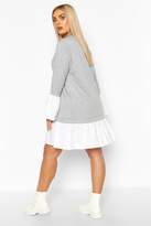 Thumbnail for your product : boohoo Plus 2 In 1 Contrast Sweat Smock Dress