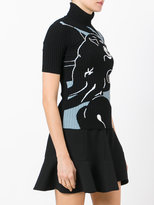 Thumbnail for your product : Valentino panther instarsia knitted top