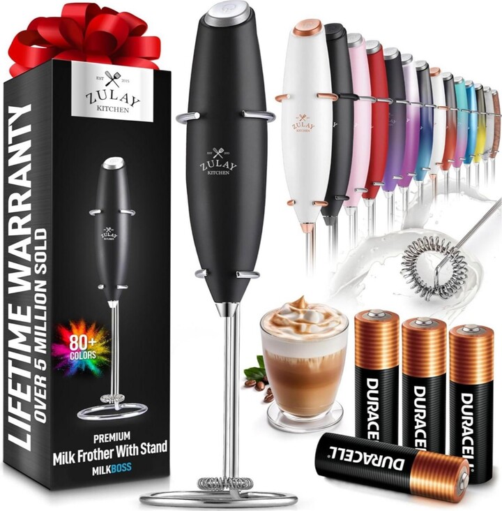 Zulay Kitchen Duracell Powered Milk Frother Og with Stand