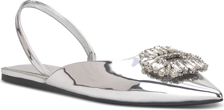 INC International Concepts Women's Melicity Flats Silver Slingback ZPO3894