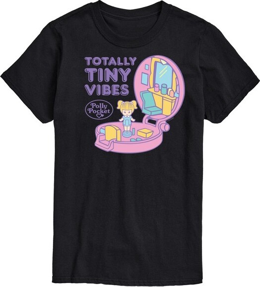 Polly Pocket Men'sPollyPocketTotallyTinyVibesShortSleeveGraphicT-Shirt-Black-1XBigandTall