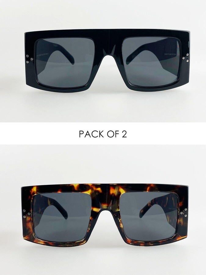 SVNX 2 Pack Oversized wide Frame Sunglasses - ShopStyle