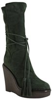 Thumbnail for your product : Yves Saint Laurent 2263 Yves Saint Laurent green suede 'Yda 90' wedge boots
