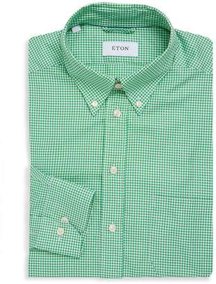 Eton Men's Button-Down Long Sleeves Gingham Dress Shirt