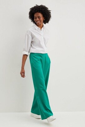 Dorothy Perkins Womens Petite Green Wide Leg Trousers - ShopStyle