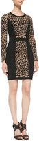 Thumbnail for your product : Milly Cheetah/Solid Long-Sleeve Knit Sheath Dress