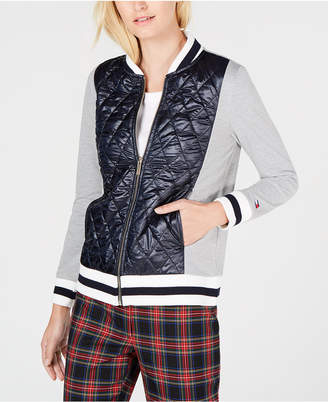 Tommy Hilfiger Quilted-Front Knit Bomber Jacket