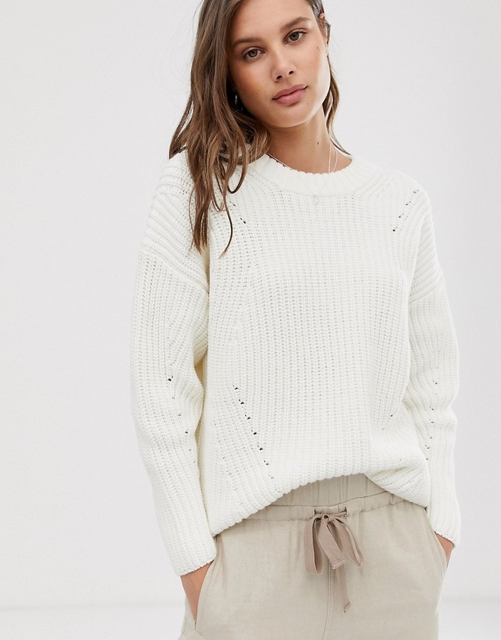 Selected round neck ribbed sweater - ShopStyle