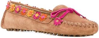Car Shoe floral appliqué loafers