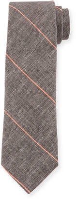 Brunello Cucinelli Fine Striped Linen-Blend Tie