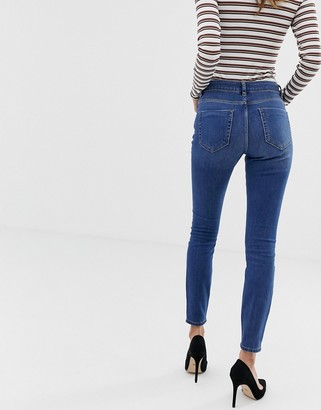 ASOS DESIGN DESIGN lisbon mid rise 'skinny' jeans in bright blue wash