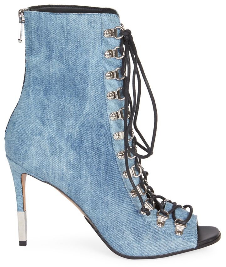 blue open toe booties