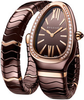 Thumbnail for your product : Bvlgari 35mm Serpenti Spiga 18k Rose Gold Wrap Watch, Brown