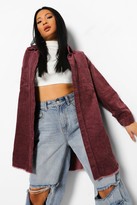 Thumbnail for your product : boohoo Petite Raw Edge Oversized Cord Shirt