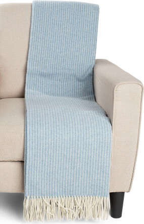 TJMAXX Australian Merino Wool And Cashmere Blend Striped Throw, Merino Wool/Cashmere