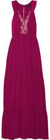 Thumbnail for your product : Saloni Suzi Ruffle And Lace-Trimmed Crinkled-Gauze Maxi Dress