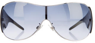 Dolce & Gabbana Logo Embellished Shield Sunglasses