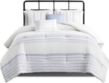 fengshu 6 Piece Oversized Comforter -  100% Cotton Bedding Modern Style Textured Stripes Fill Decorative Pillows With Colorful Design Bed Skirt Split Cor