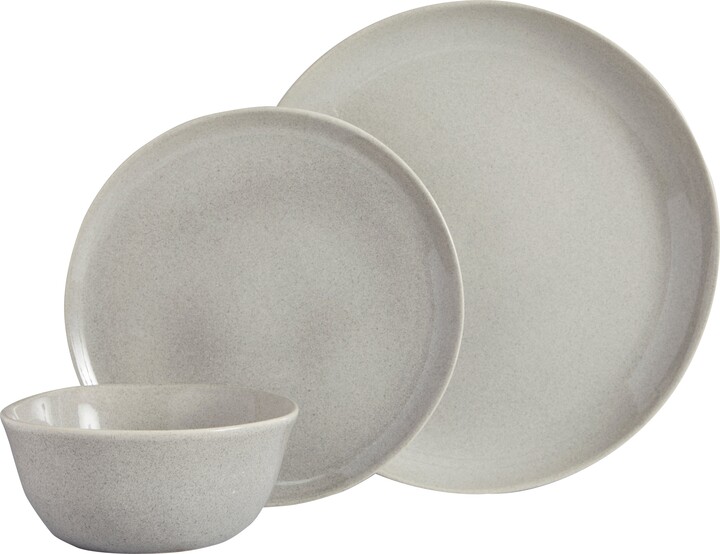 Dunelm Amalfi Reactive Glaze 12 Piece Dinner Set, Grey Grey