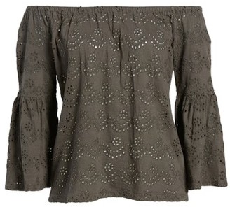 Lucky Brand Women's Eyelet Off The Shoulder Blouse