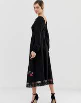 Thumbnail for your product : ASOS DESIGN embroidered maxi dress with lace inserts