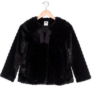 Milly Minis Girls' Faux-Fur Bow-Accented Coat