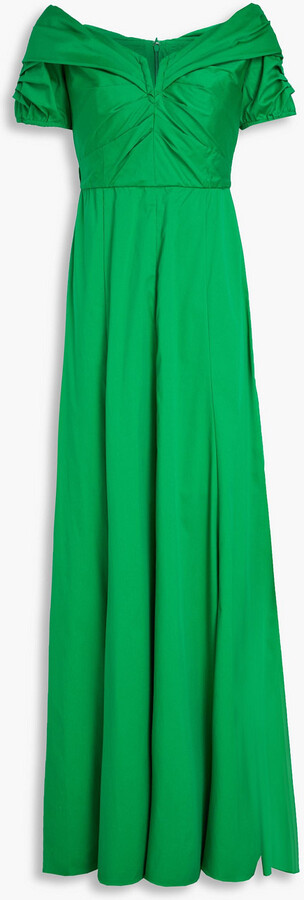Laurie pleated cotton-blend poplin maxi dress