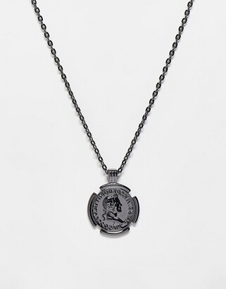 Topman neck chain in silver with coin detail