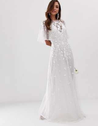 ASOS EDITION EDITION Annie floral embroidered flutter sleeve wedding dress