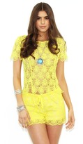 Thumbnail for your product : West Coast Wardrobe Gracie Crochet Scalloped Top in Yellow