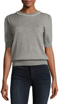 Thumbnail for your product : Kate Spade Pearly Embellished Half-Sleeve Top