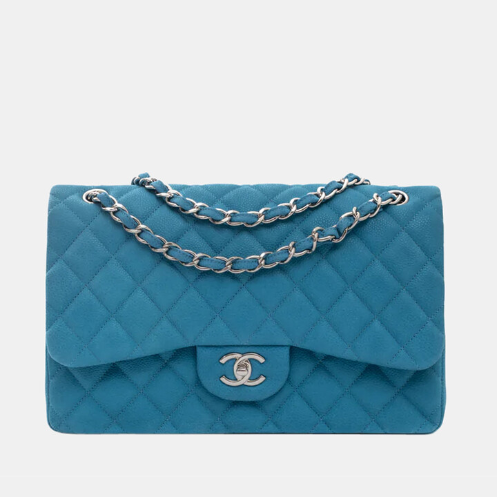 Chanel Blue Leather Classic Double Flap bag - ShopStyle
