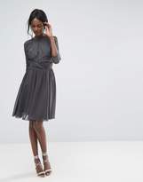 Thumbnail for your product : Elise Ryan Ruched Waist Lace Midi Dress With 3/4 Length Sleeve