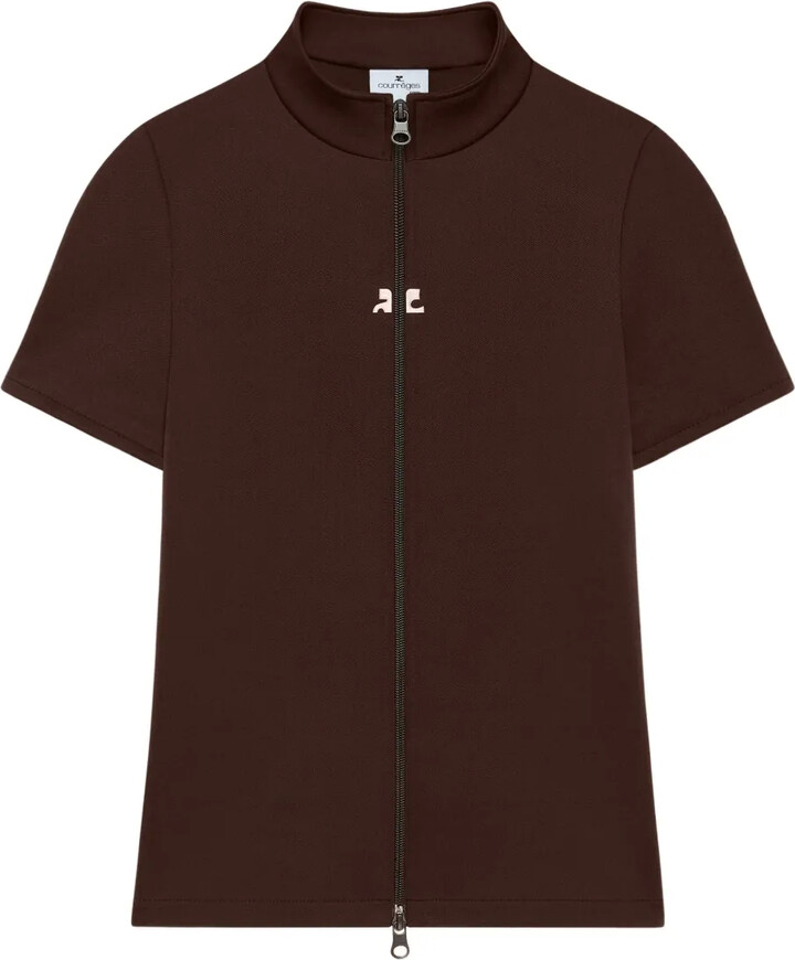 Courreges zip-up collared T-shirt