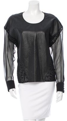 Ungaro Embroidered Leather Top