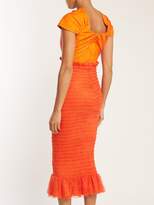 Thumbnail for your product : Emilio De La Morena Tamara Dionne Silk Blend Smocked Dress - Womens - Orange