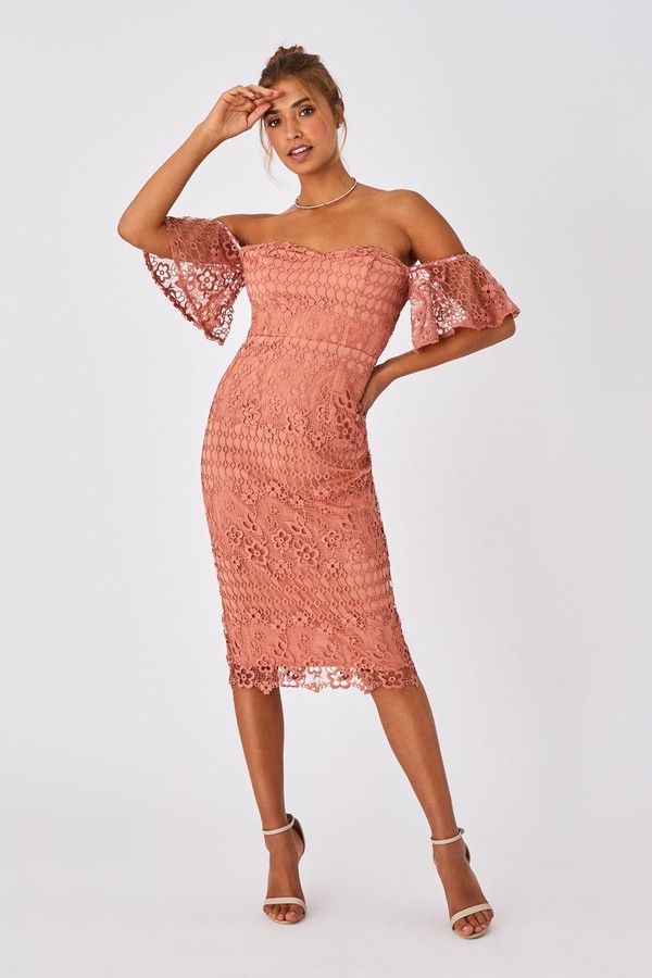 rose gold crochet dress