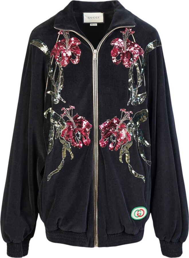 Gucci Women's High-Neck GG-logo Silk-twill Jacket